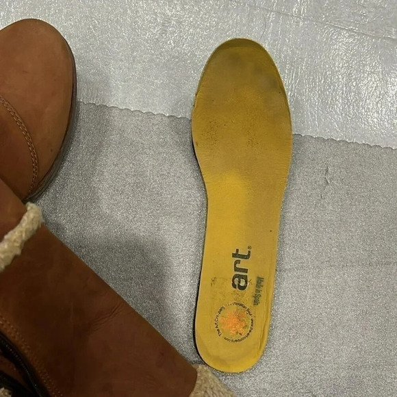 [39/8-8.5]The  Art Company Genuine Mustard Leather MidCalf Wool Heeled Boots - Picture 13 of 14